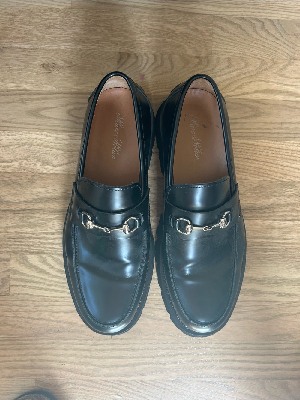 Black Leather Men's Bit Loafers